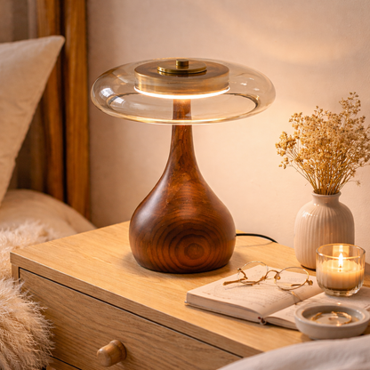 Lampe de Table en Frêne & Verre Cognac – ÉLOISE01 – Decopine (Disponible en précommande)
