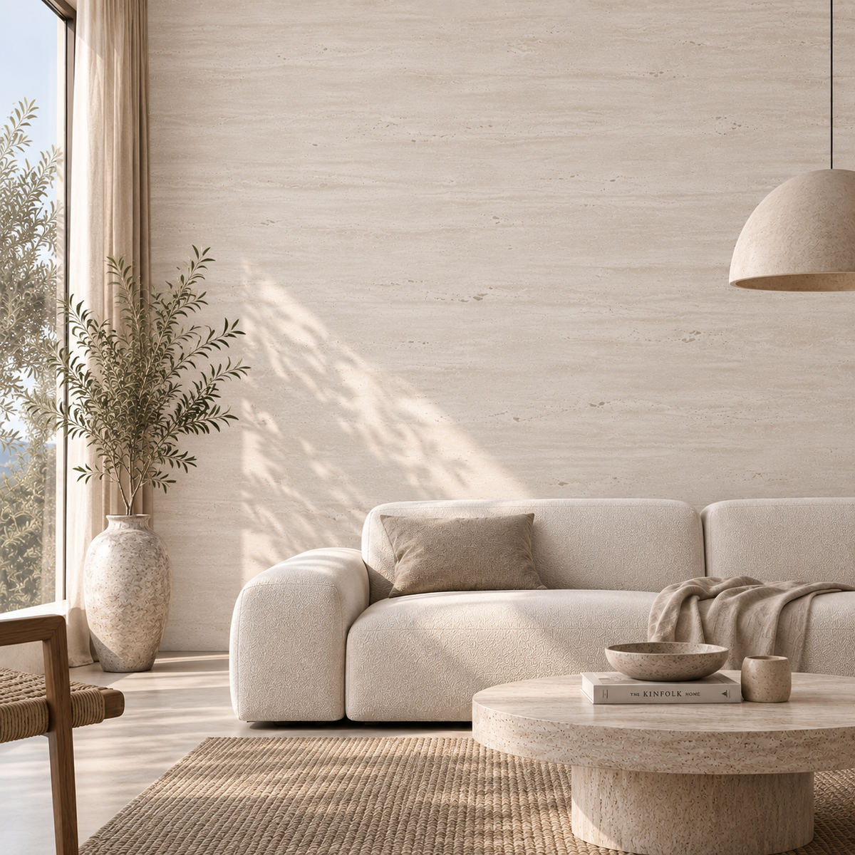 Flexible Natural Stone Wall Panel – Grey Beige Travertine Effect – 60×120 cm – Set of 4 – Decopine - B01TB02