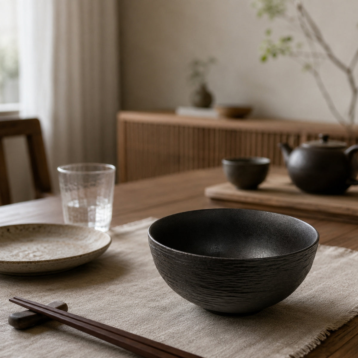 Handmade Black Ceramic Bowl – Ø13.5 cm | Decopine