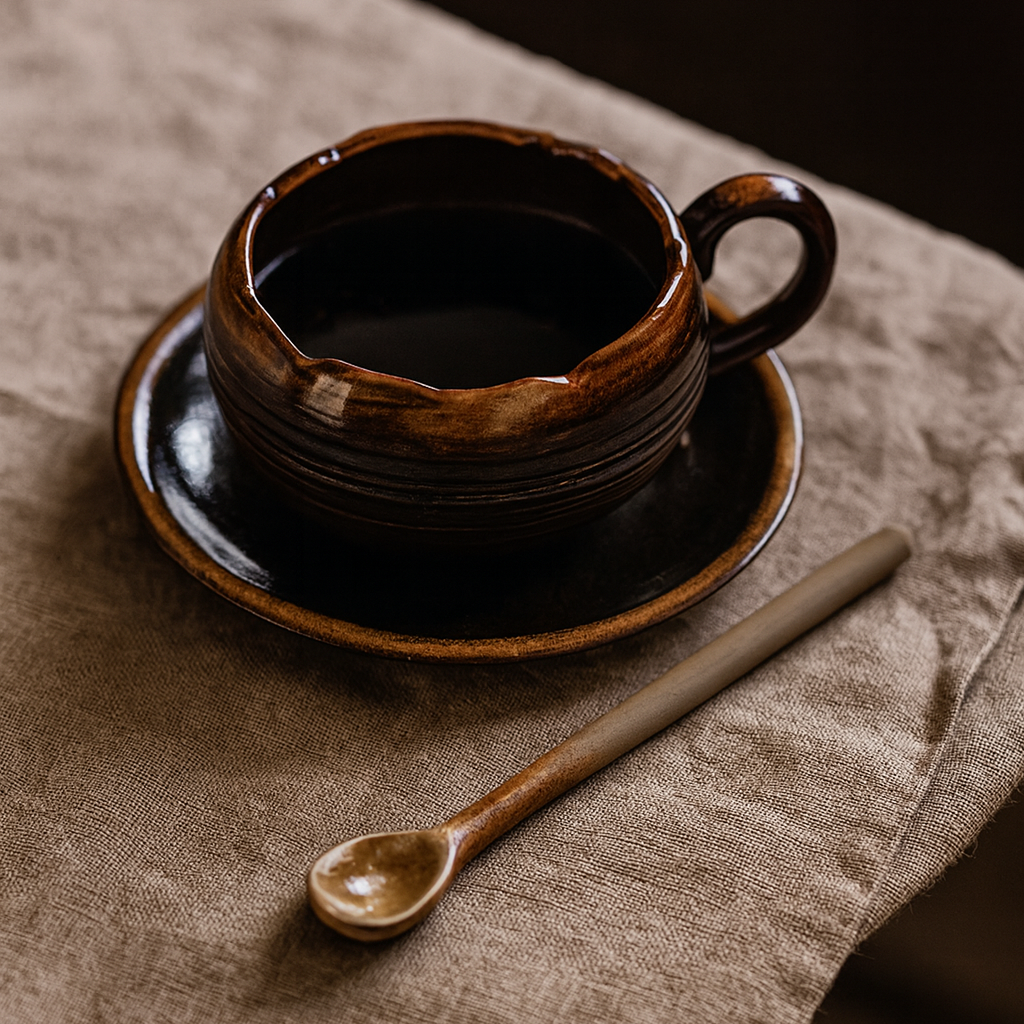 Tasse à café en céramique marron – Fait main – 145 ml