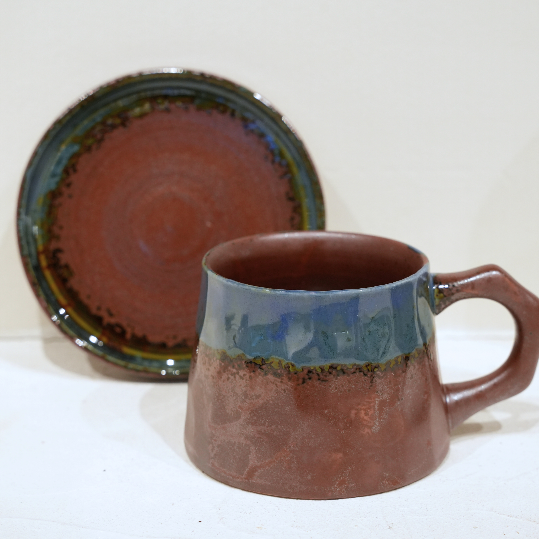Blue Ceramic Coffee Mug – Handmade – 10 fl oz