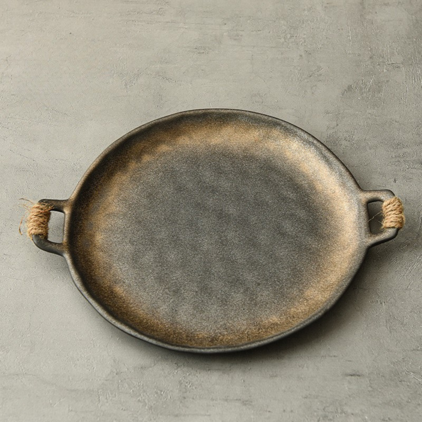 Smoked black ceramic tray – Handmade – 31 × 25 cm