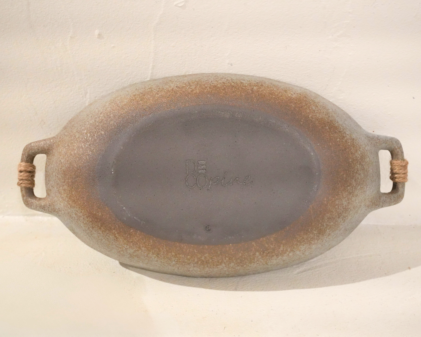 Plateau Ovale en Grès Beige (27,5 × 15 × 4,5 cm)