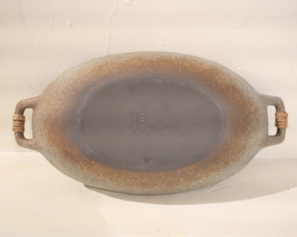 Plateau Ovale en Grès Beige (27,5 × 15 × 4,5 cm)