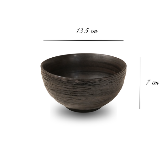 Bol en céramique artisanale noir nuancé effet encre – Ø13,5 cm | Decopine