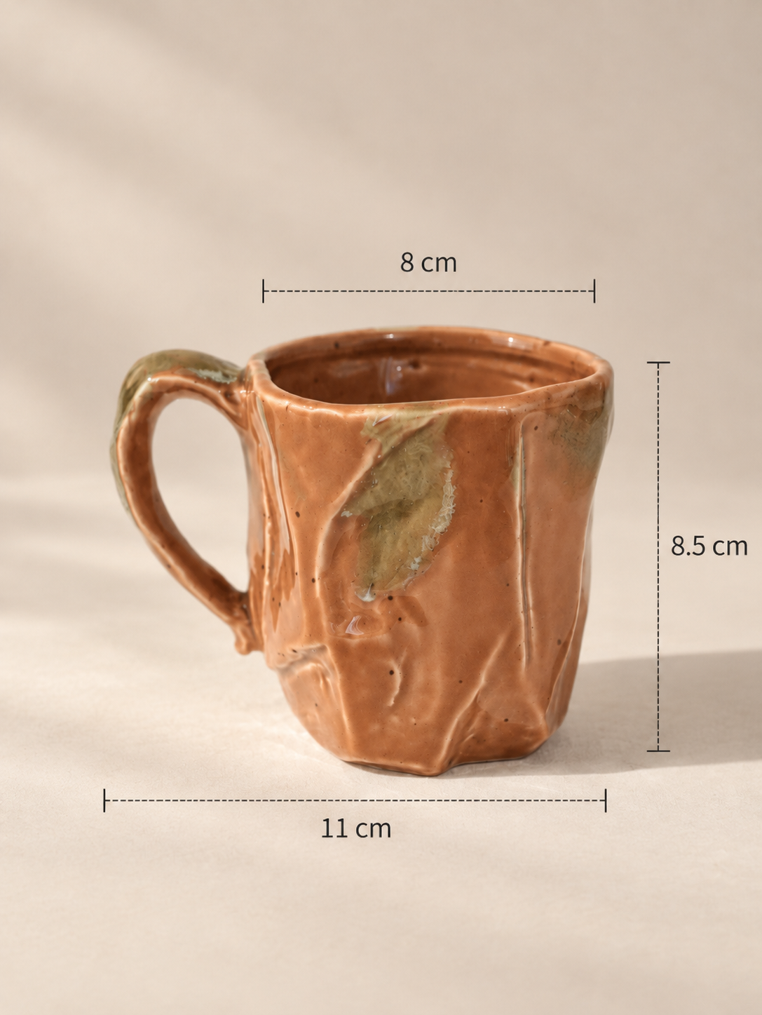 Mug artisanal en céramique terracotta à glaçure nuancée – 275 ml