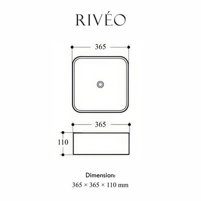 Vasque à Poser Carrée Arrondie Vert Olive RIVÉO – 365 × 365 mm – Avec Bonde