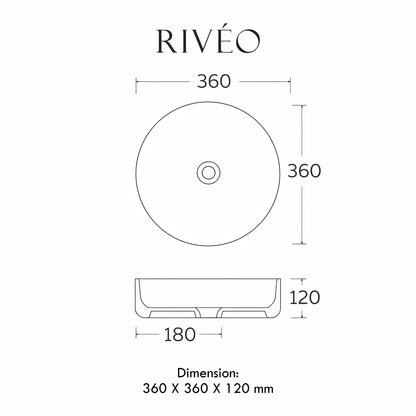 Vasque à Poser Ronde Effet Marbre Beige RIVÉO – 360 × 360 mm – Avec Bonde