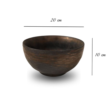 Bol en céramique artisanale doré nuancé effet encre – Ø20 cm | Decopine