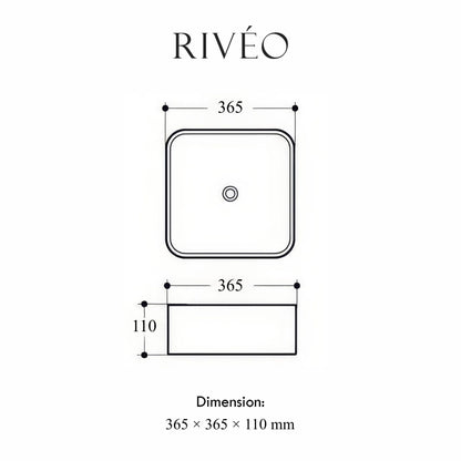 Vasque à Poser Carrée Arrondie Vert Sauge RIVÉO – 365 × 365 mm – Avec Bonde