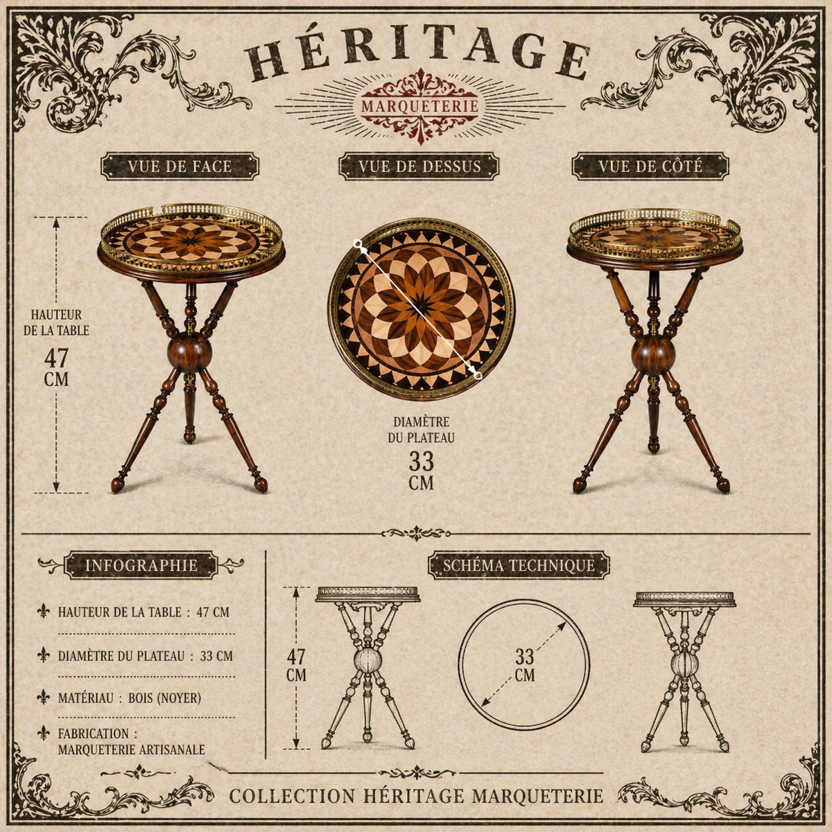 Pre-order — HÉRITAGE MARQUETERIE I| Walnut Coffee Table — Limited Edition
