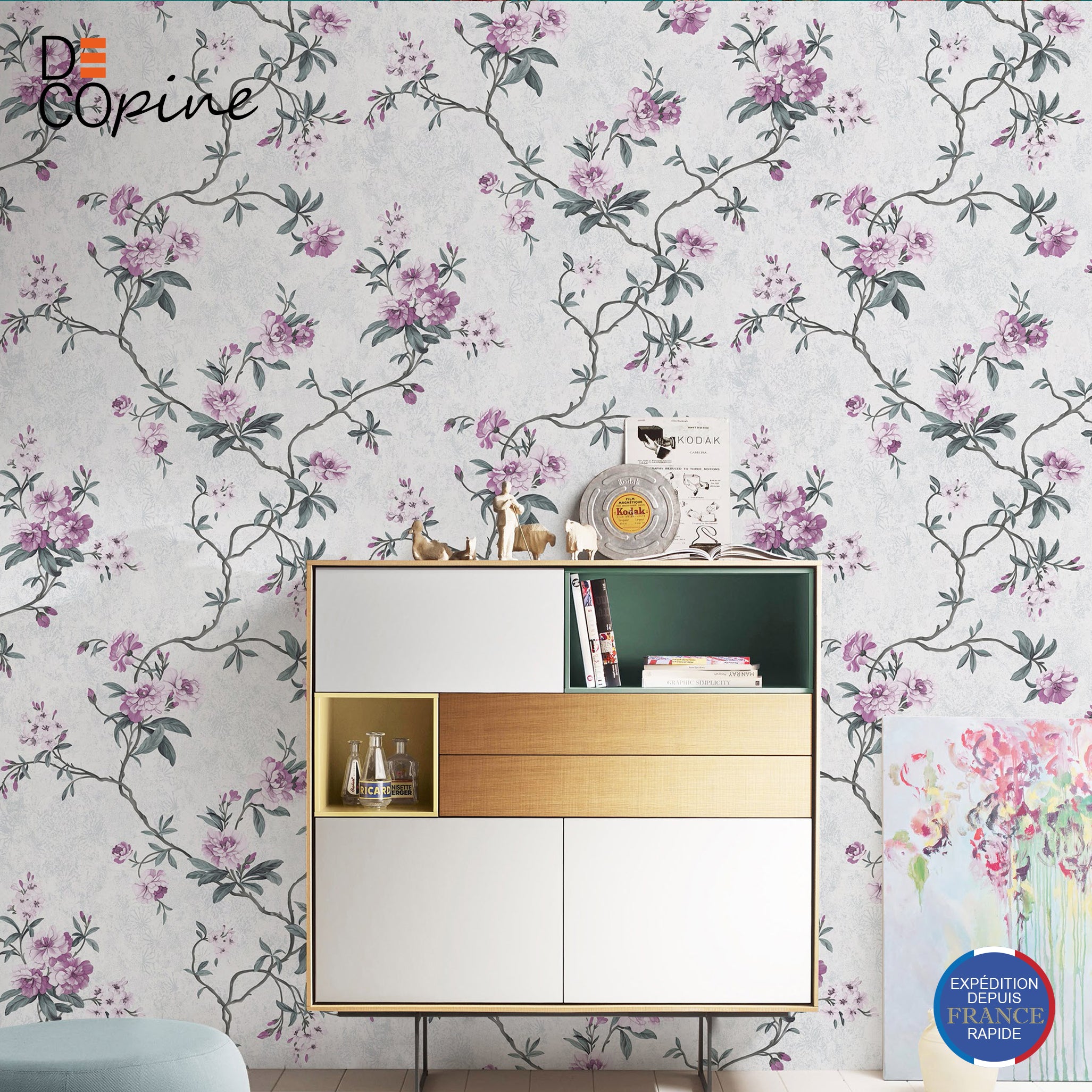 Non-Woven Wallpaper Floating Garden - White - 0.53 x 10m